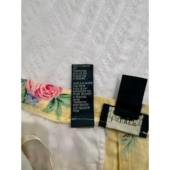 Lauren Ralph Lauren High Rise Shorts Yellow Floral Linen Women's ~24.5" Cottage - Picture 11 of 12
